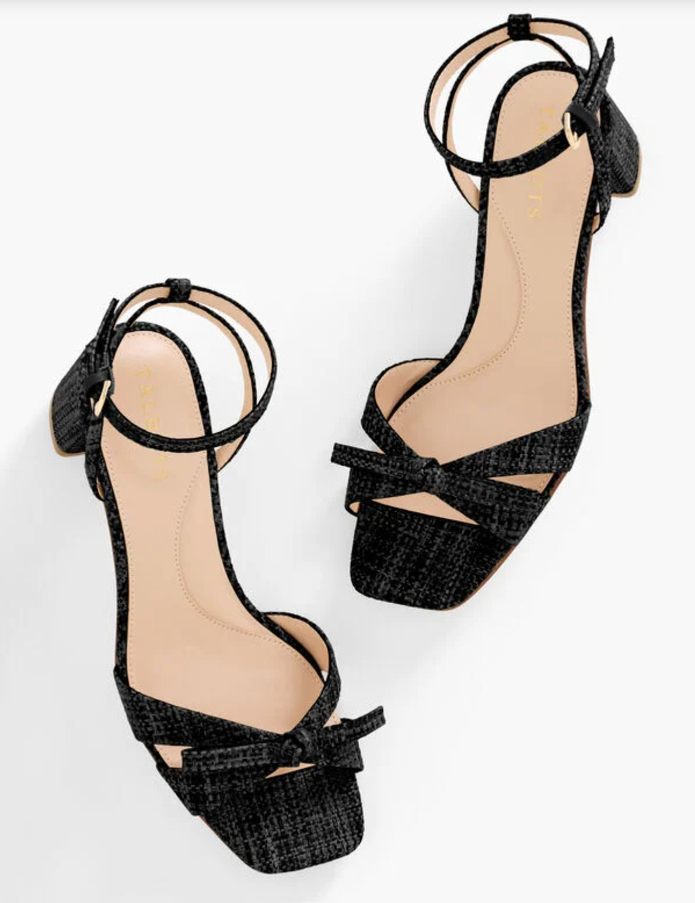 NEW TALBOTS BLACK LILY RAFFIA BLOCK HEEL SANDALS SHOES SZ 9.5